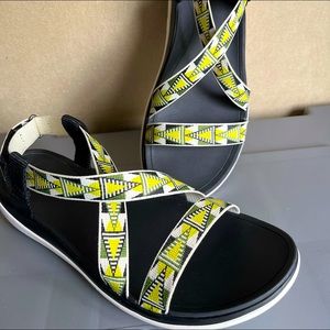Teva Sandals Black White Green Yellow Adjustable Womens Size 9.5